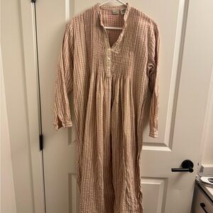 LL Bean Dobby Pintuck Nightgown Cotton Small Vintage 90s